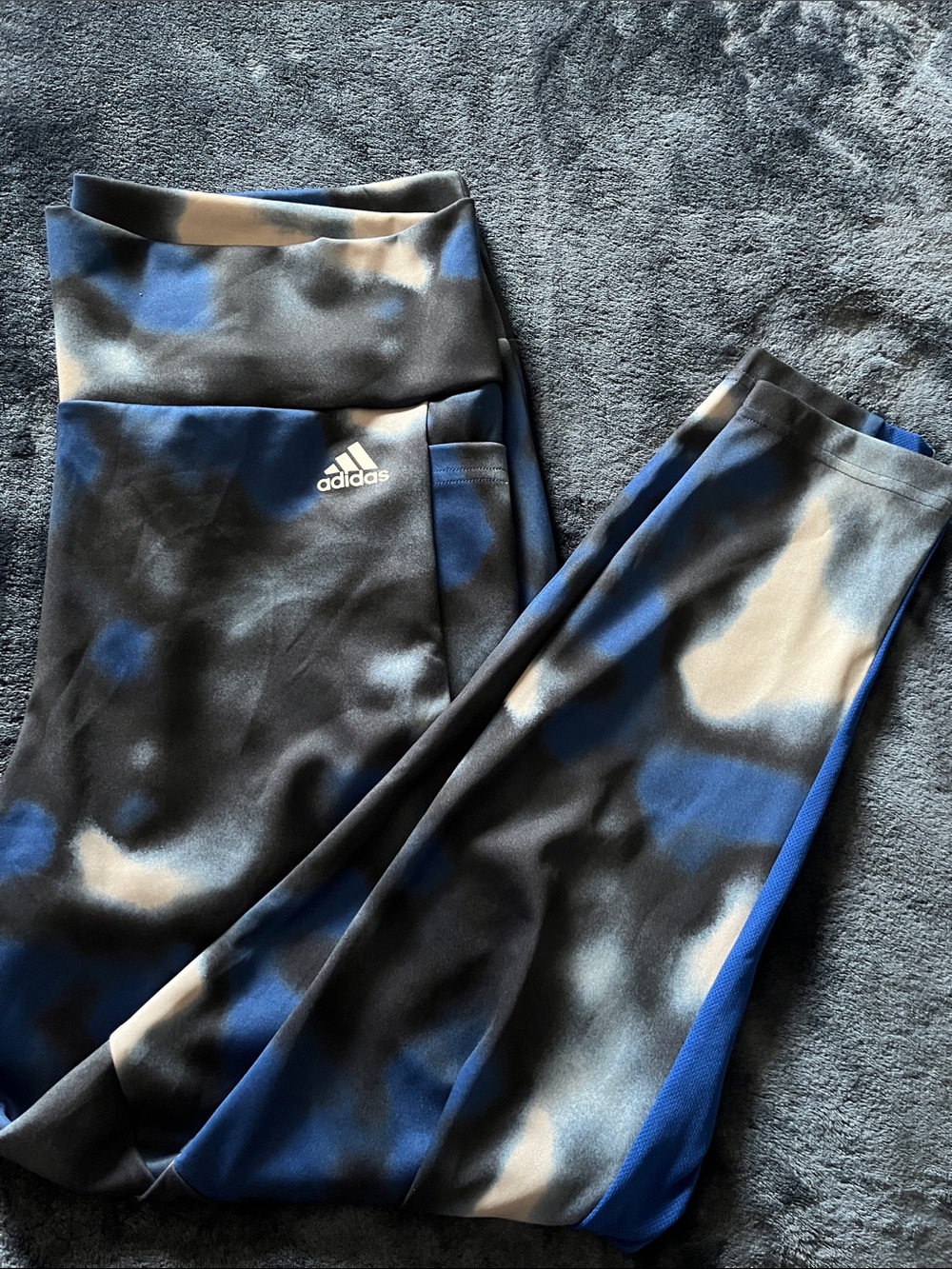 XL adidas Blue and Black Camo Print Leggings